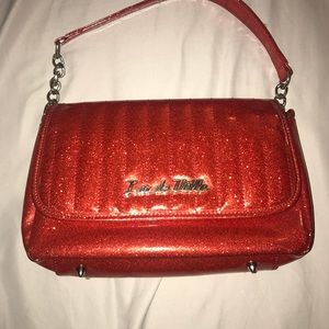 Luxe De Ville Sparkly Glitter Red Purse